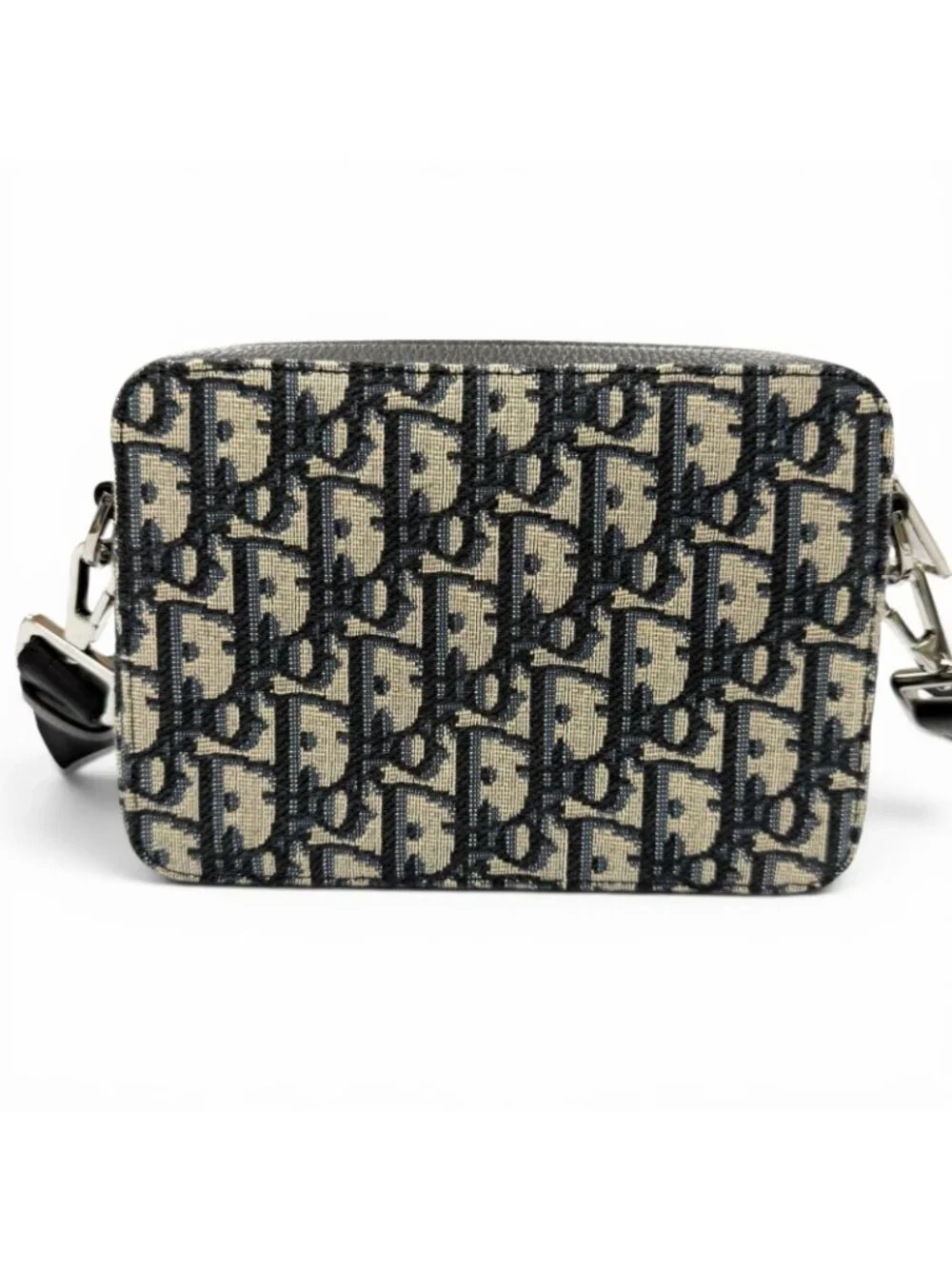 Dior Homme Leather Oblique Zip Pouch Shoulder Bag Navy